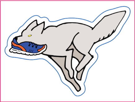 Coyote with a Running Shoe Sticker